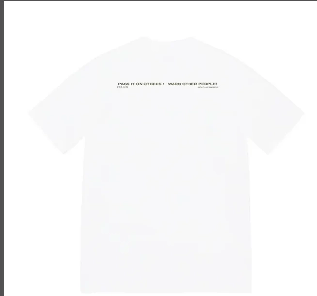 T-shirt S Tee XL Banner White Warning Logo Short M L Warning Black and sleeved 22FW 0624